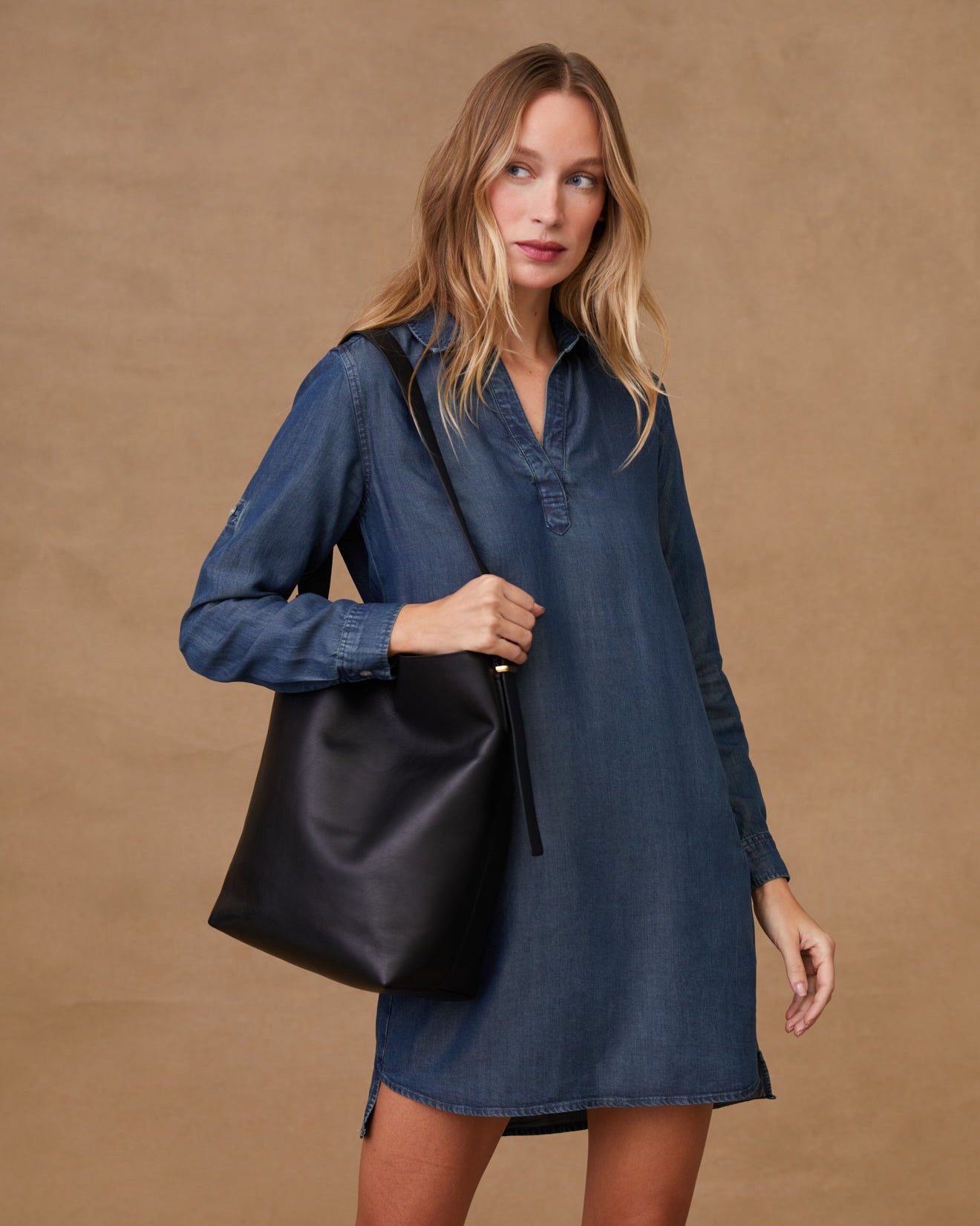 Bella DahlLong Sleeve A Line Shirt Dress - Twilight Rinse WashDresses