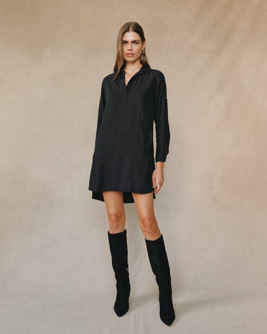 Bella Dahl Long Sleeve A Line Shirt Dress - Vintage Black