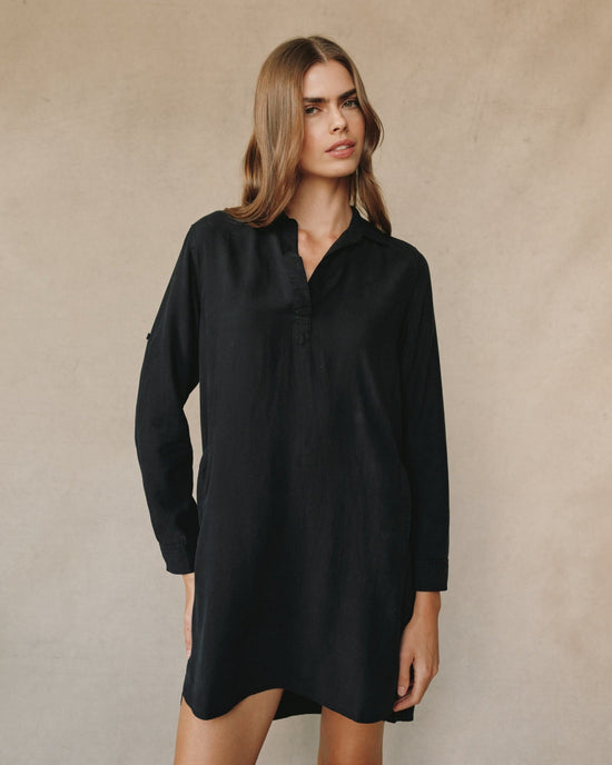 Bella Dahl Long Sleeve A Line Shirt Dress - Vintage Black View 2