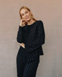 Bella DahlLong Sleeve Bias Top - Black Lurex StripeTops