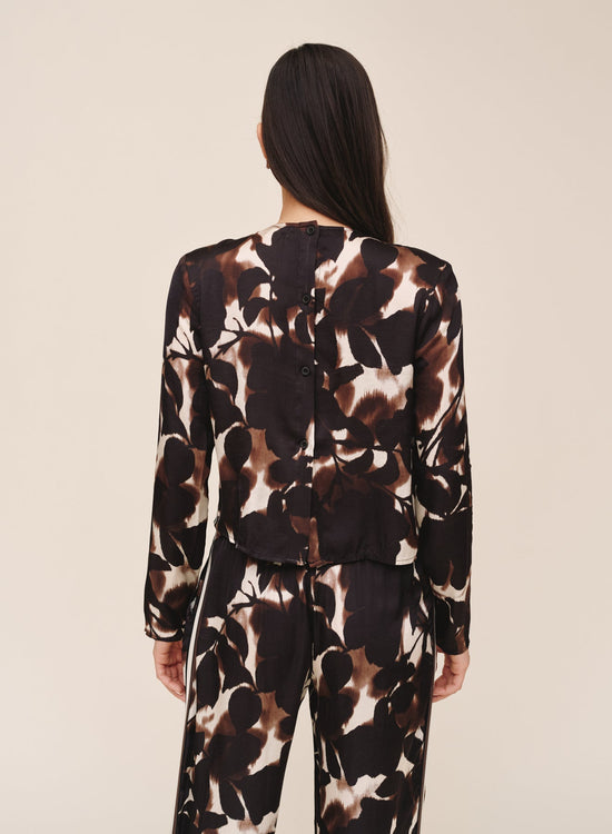 Bella Dahl Long Sleeve Button Back Top - Shadow Floral Print View 2