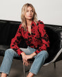 Bella DahlLong Sleeve Button Up Shirt With Wide Cuff - Bordeaux FloralTops
