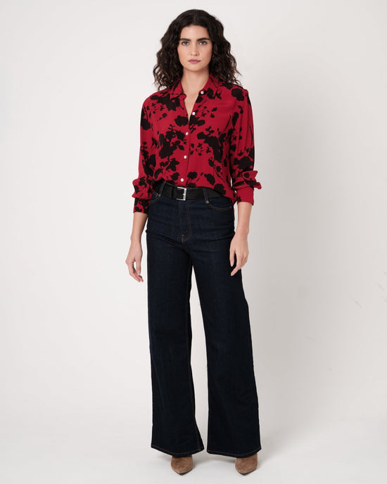 Bella Dahl Long Sleeve Button Up Shirt With Wide Cuff - Bordeaux Floral