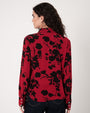Bella DahlLong Sleeve Button Up Shirt With Wide Cuff - Bordeaux FloralTops