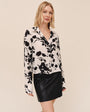 Bella DahlLong Sleeve Button Up Shirt With Wide Cuff - Ivory FloralTops