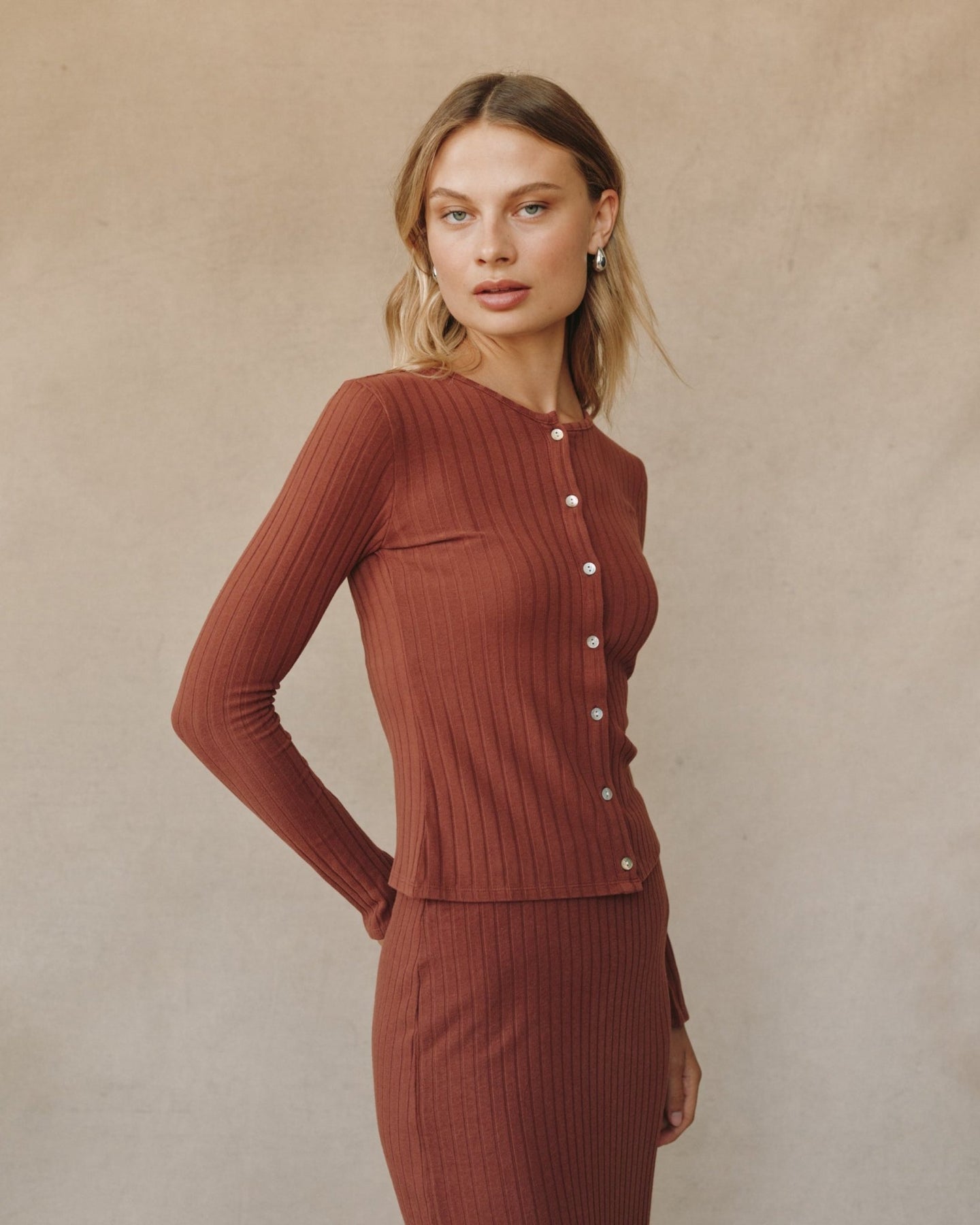 Bella DahlLong Sleeve Cardigan - Autumn AmberTops