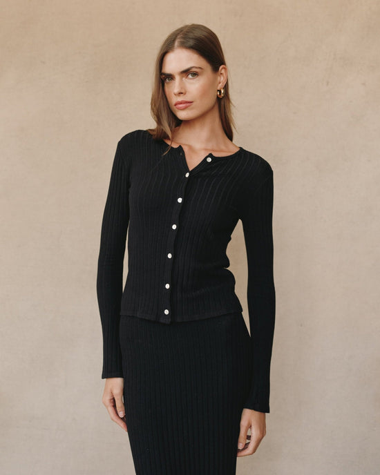 Bella Dahl Long Sleeve Cardigan - Black View 2