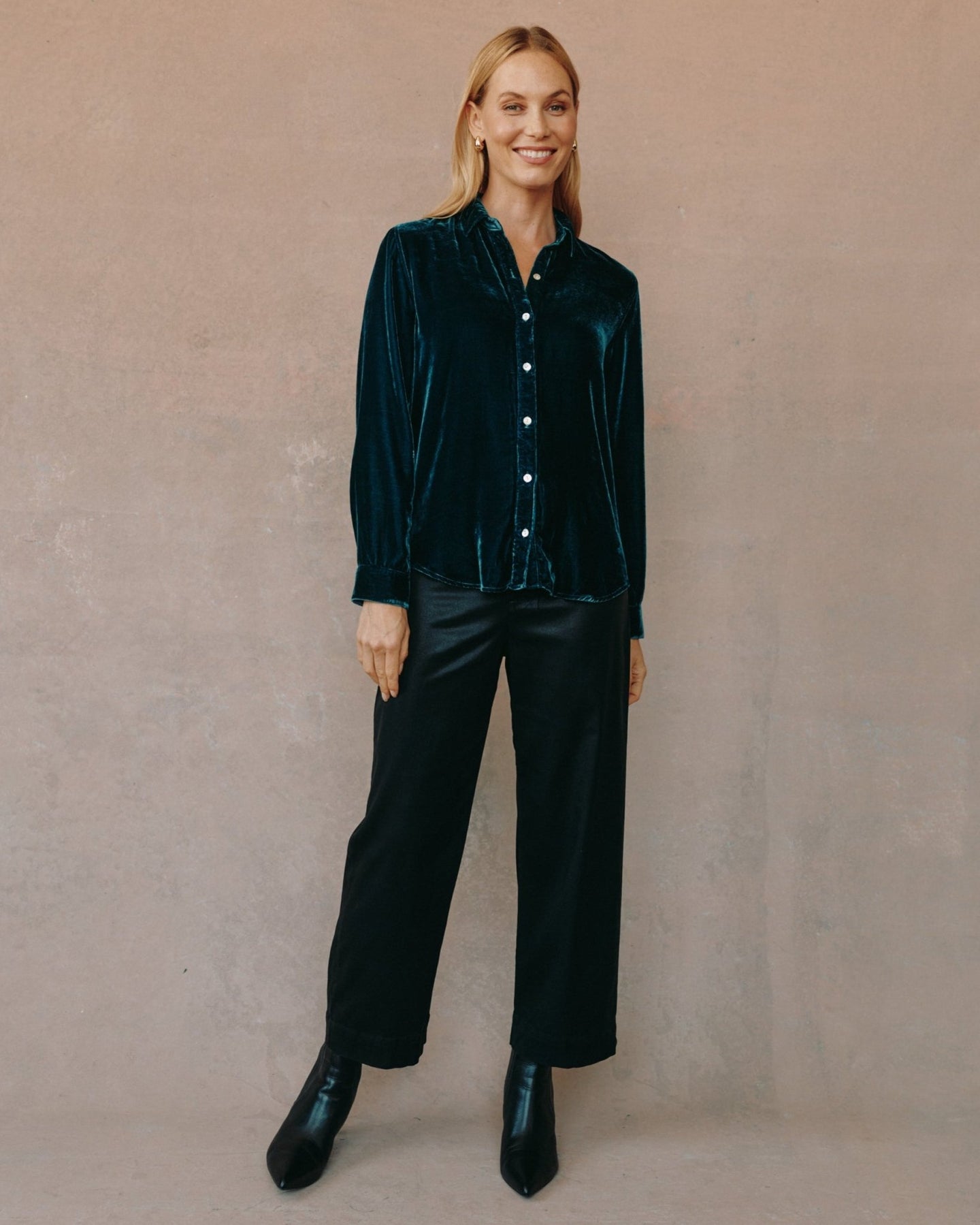 Bella DahlLong Sleeve Classic Shirt - Harbor TealTops