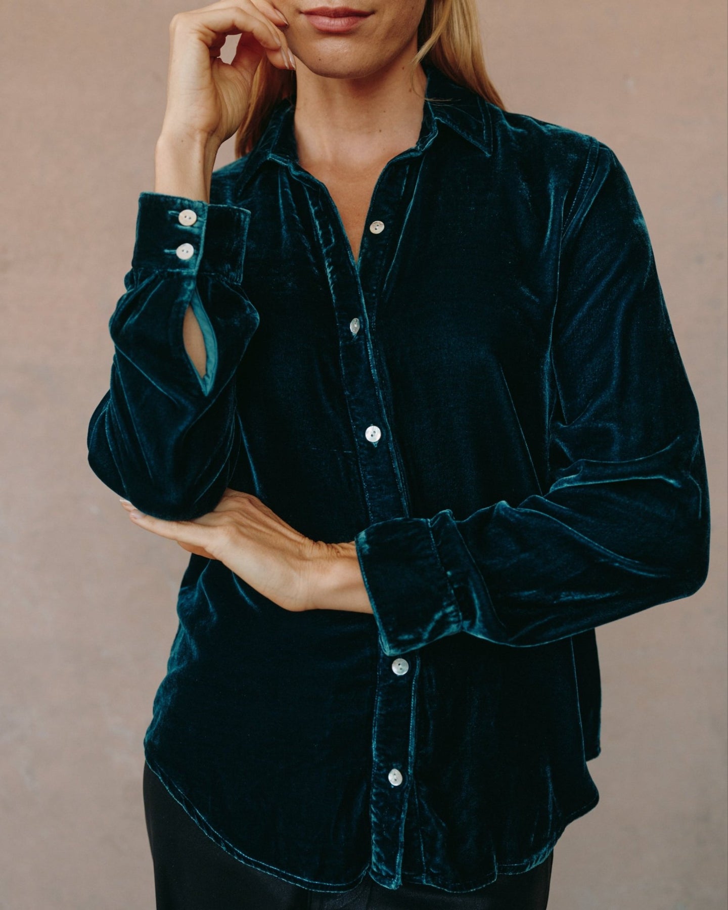 Bella DahlLong Sleeve Classic Shirt - Harbor TealTops