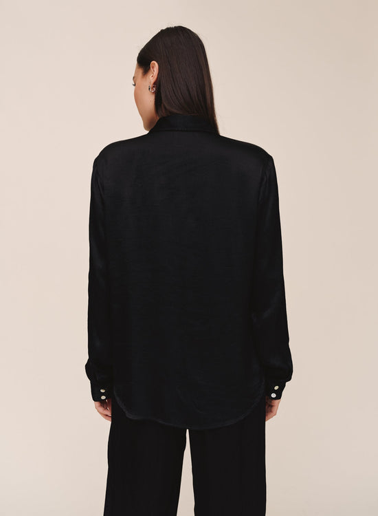 Bella Dahl Long Sleeve Clean Button Down Shirt - Black View 2
