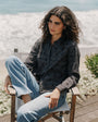 Bella DahlLong Sleeve Clean Button Down Shirt - Black-Olive GinghamTops