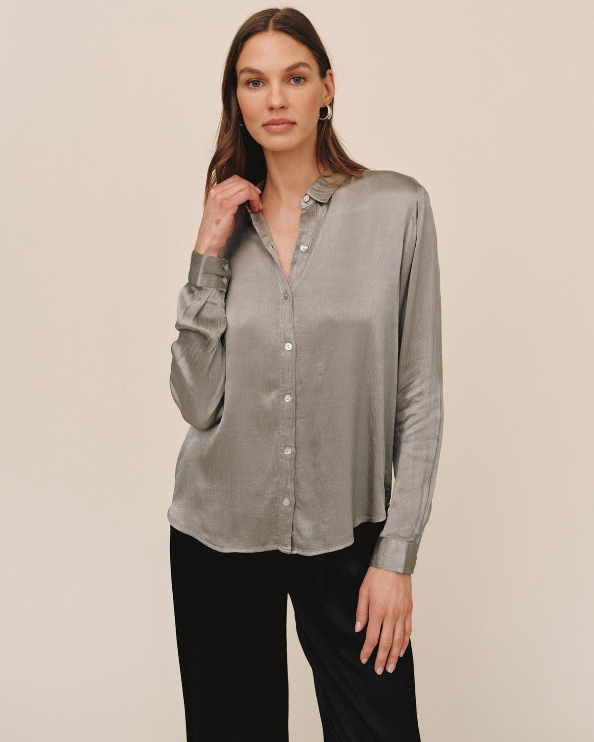 Bella DahlLong Sleeve Clean Button Down Shirt - MoonTops