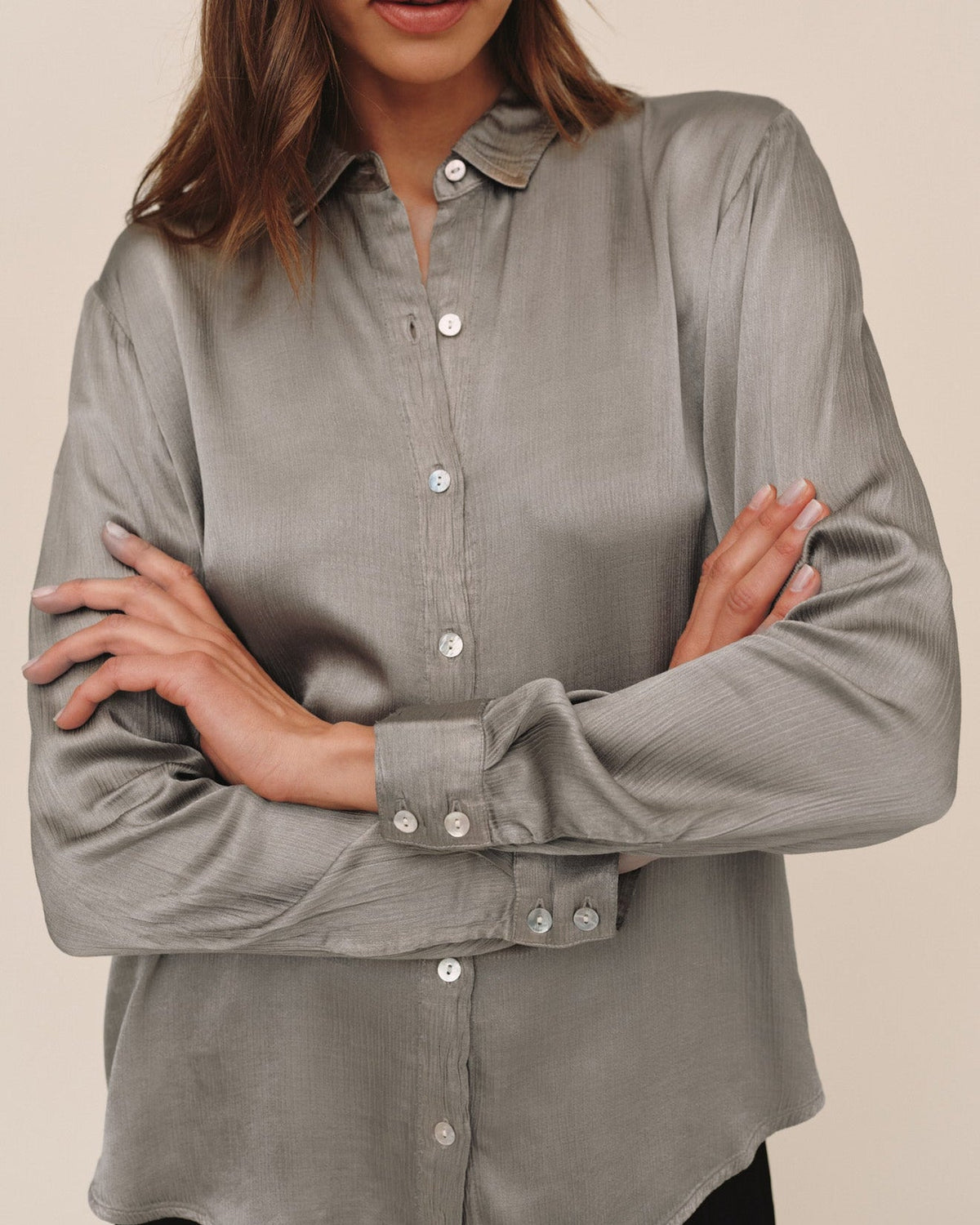 Bella DahlLong Sleeve Clean Button Down Shirt - MoonTops