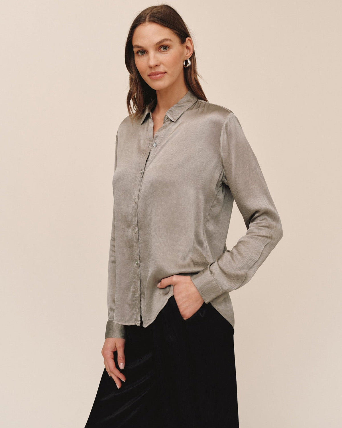 Bella DahlLong Sleeve Clean Button Down Shirt - MoonTops