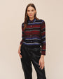 Bella DahlLong Sleeve Clean Crop Button Down - Winter Berry StripeTops