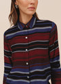 Bella DahlLong Sleeve Clean Crop Button Down - Winter Berry StripeTops