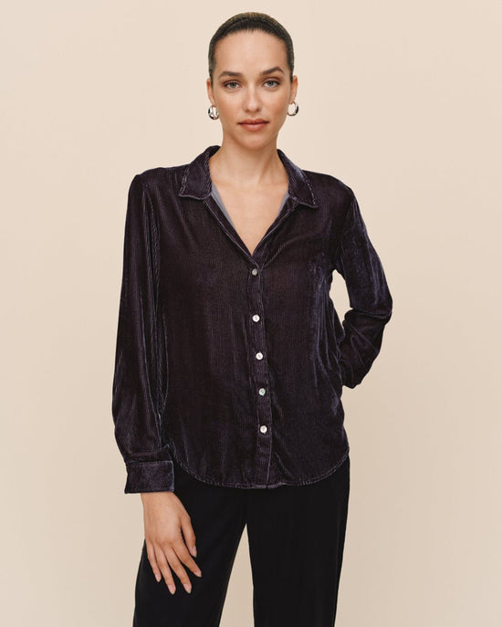 Bella Dahl Long Sleeve Rib Clean Shirt - Arctic Smoke