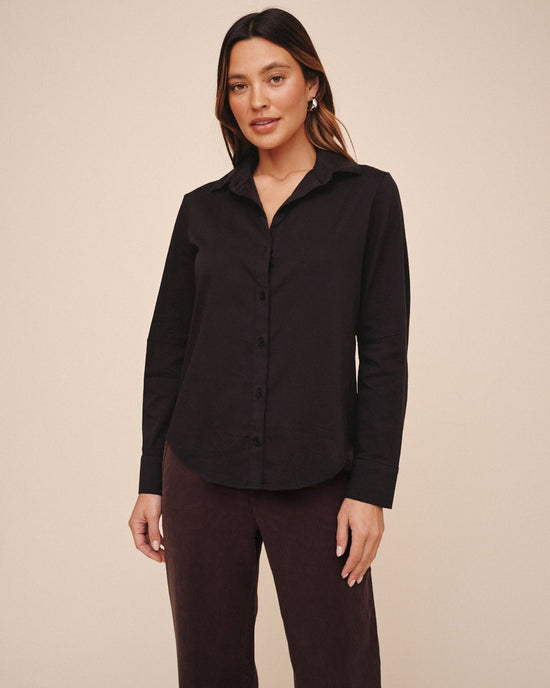 Bella Dahl Long Sleeve Clean Shirt - Black