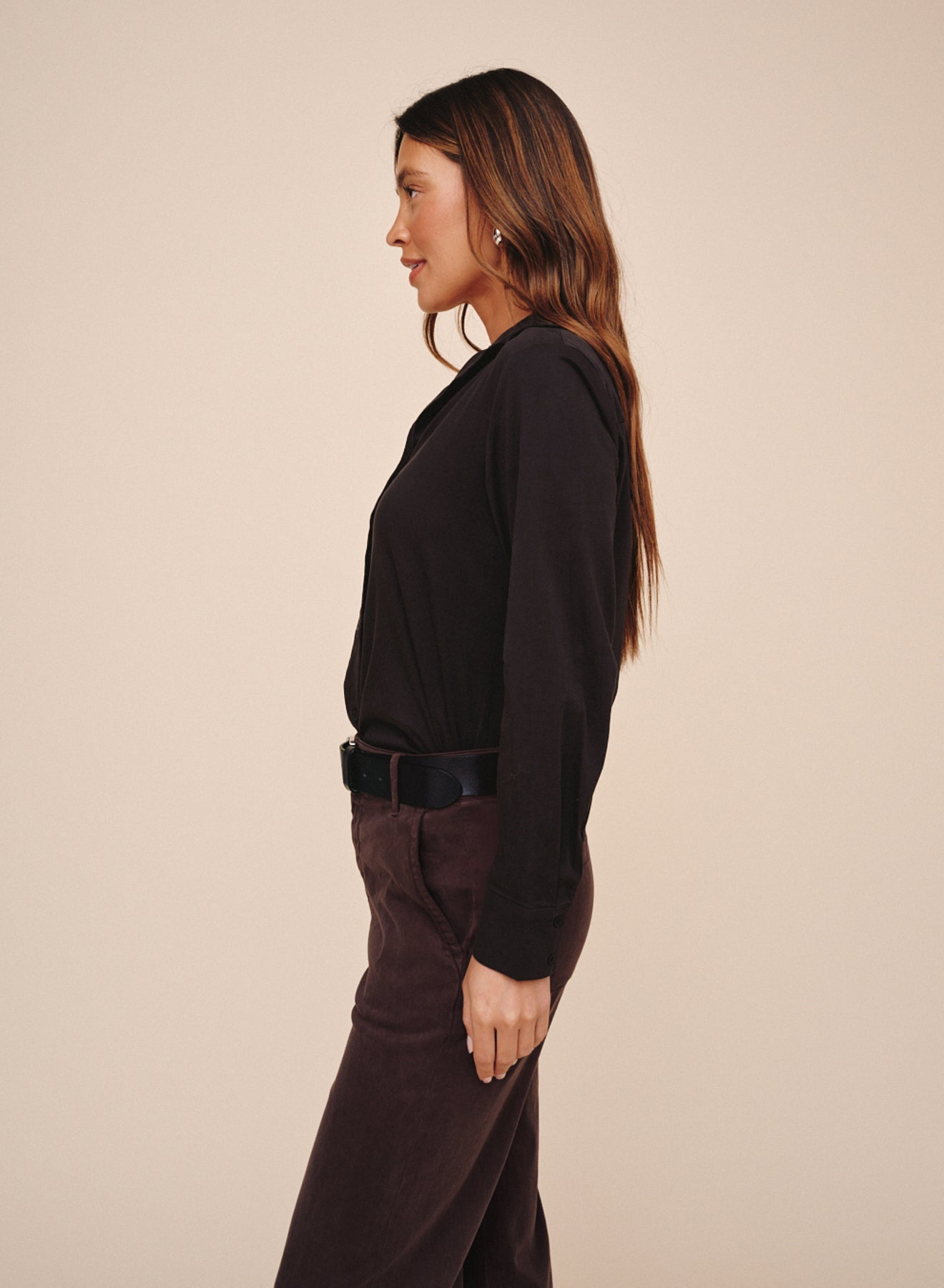 Bella DahlLong Sleeve Clean Shirt - BlackTops