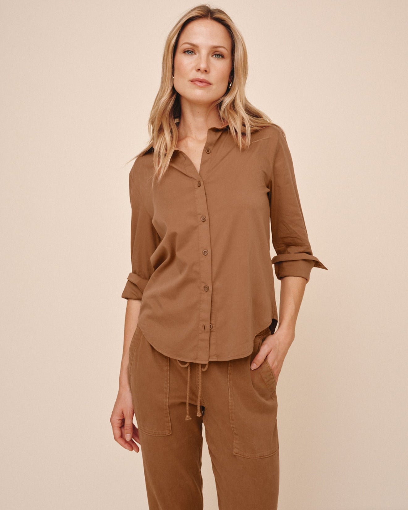 Bella DahlLong Sleeve Clean Shirt - Golden DuneTops