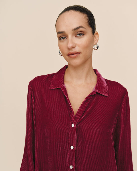 Bella Dahl Long Sleeve Rib Clean Shirt - Ice Mulberry View 2