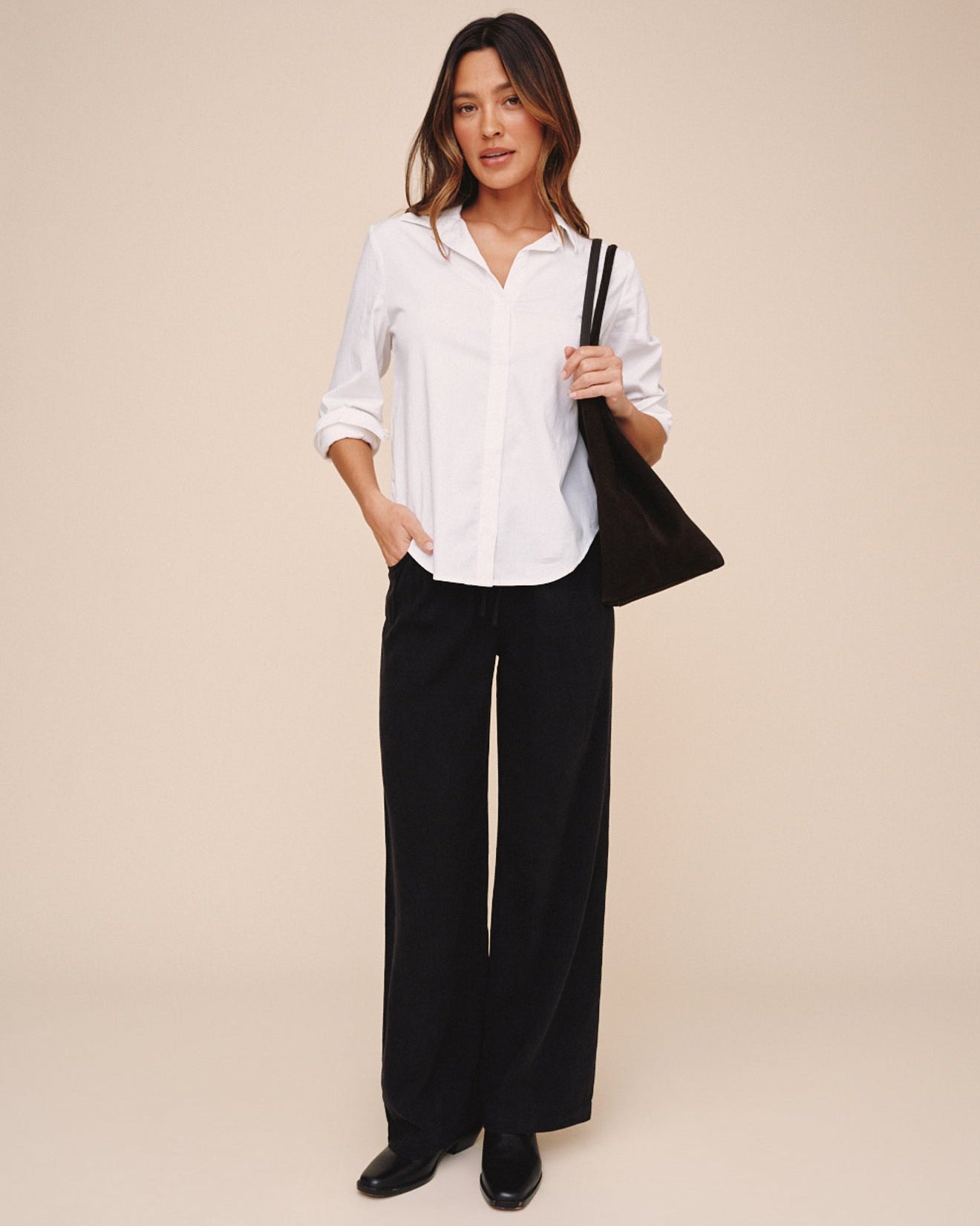 Bella DahlLong Sleeve Clean Shirt - WhiteTops