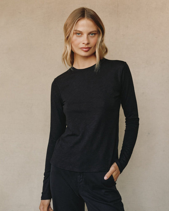Bella Dahl Long Sleeve Crew Tee - Black