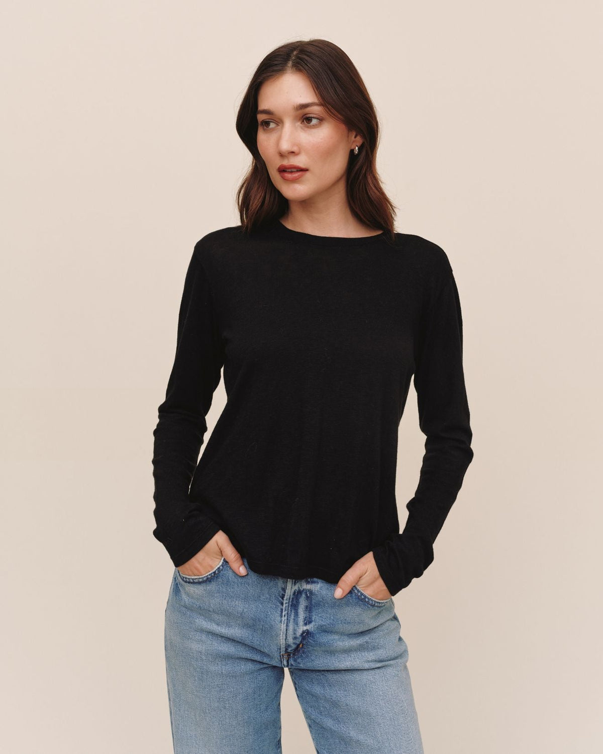 Bella DahlLong Sleeve Crew Tee - BlackTops