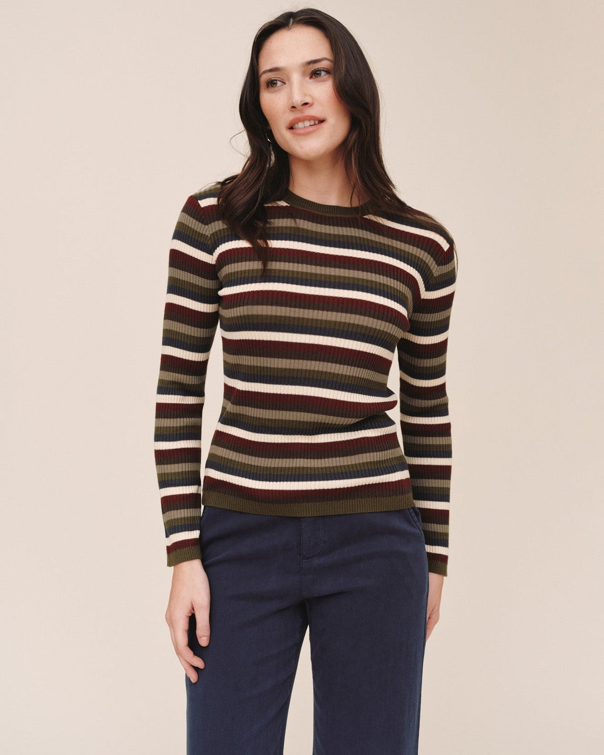 Bella DahlLong Sleeve Crew Tee - Harvest StripeTops