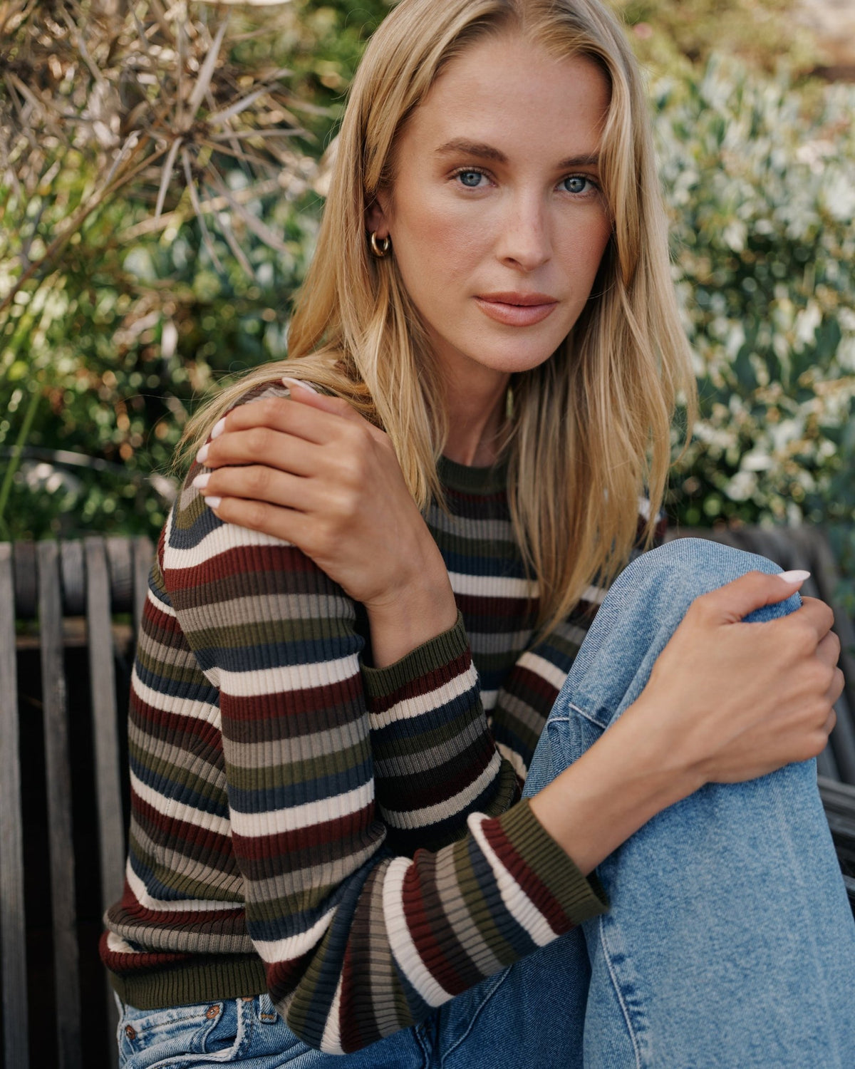 Bella DahlLong Sleeve Crew Tee - Harvest StripeTops