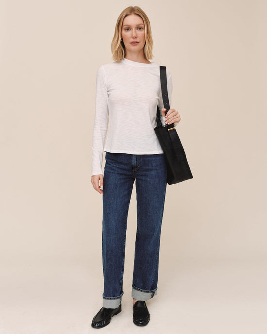 Bella Dahl Long Sleeve Crew Tee - White View 2