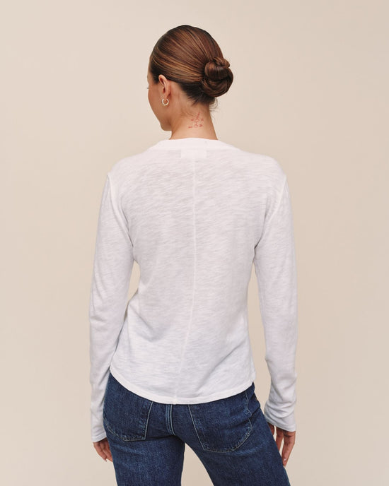 Bella Dahl Long Sleeve Crew Tee - White View 2