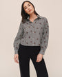 Bella DahlLong Sleeve Crop Button Down - Micro Floral GinghamTops