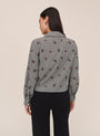 Bella DahlLong Sleeve Crop Button Down - Micro Floral GinghamTops