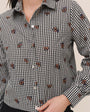 Bella DahlLong Sleeve Crop Button Down - Micro Floral GinghamTops