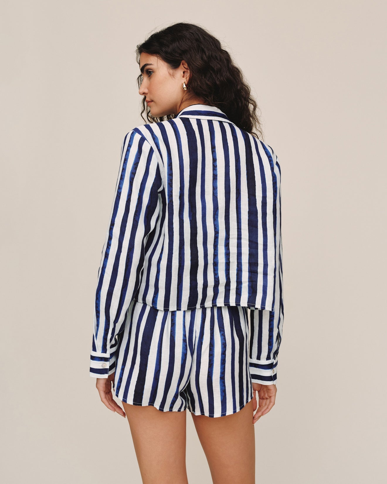 Bella DahlLong Sleeve Crop Shirt - Painted Tides StripeTops