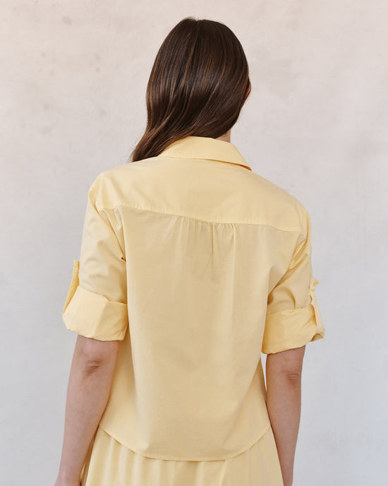 Bella Dahl Long Sleeve Crop Utility Shirt - Sunbeam Yellow View 2