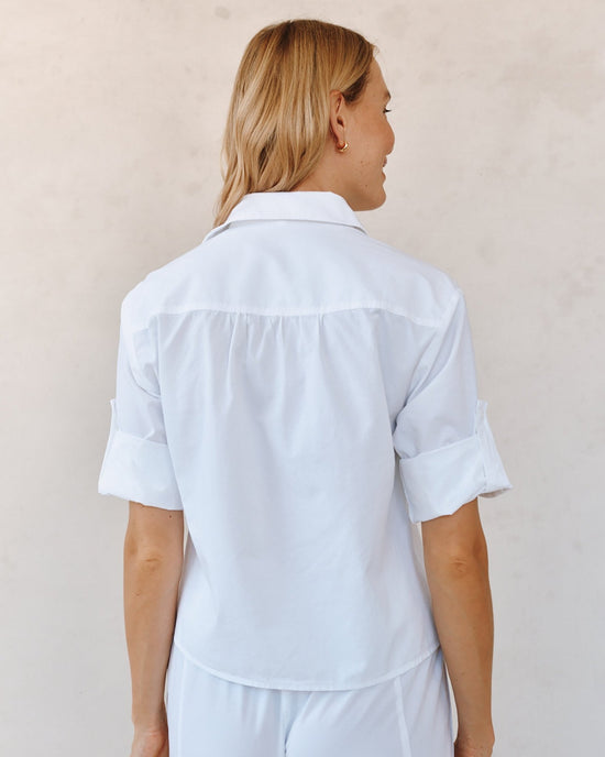Bella Dahl Long Sleeve Crop Utility Shirt - White View 2