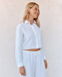 Bella DahlLong Sleeve Cropped Shirt With Trim - WhiteTops