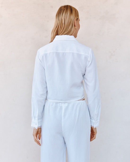 Bella Dahl Long Sleeve Cropped Shirt With Trim - White View 2