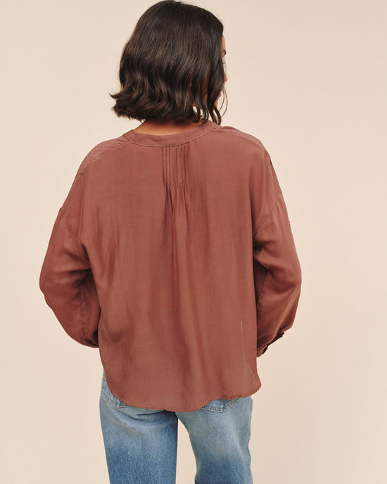 Bella Dahl Long Sleeve Drop Shoulder Pintuck Shirt - Mocha Cloud View 2
