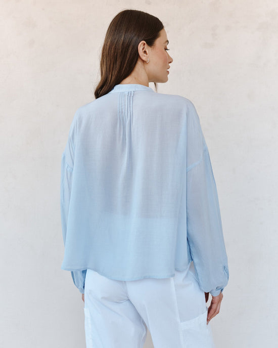 Bella Dahl Long Sleeve Drop Shoulder Pintuck Shirt - Soft Sky View 2