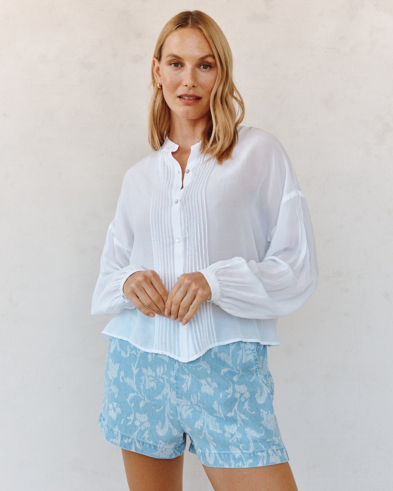 Long Sleeve Drop Shoulder Pintuck Shirt - White – Bella Dahl