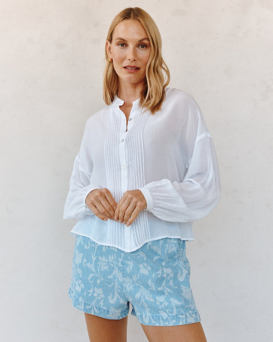 Bella Dahl Long Sleeve Drop Shoulder Pintuck Shirt - White View 2