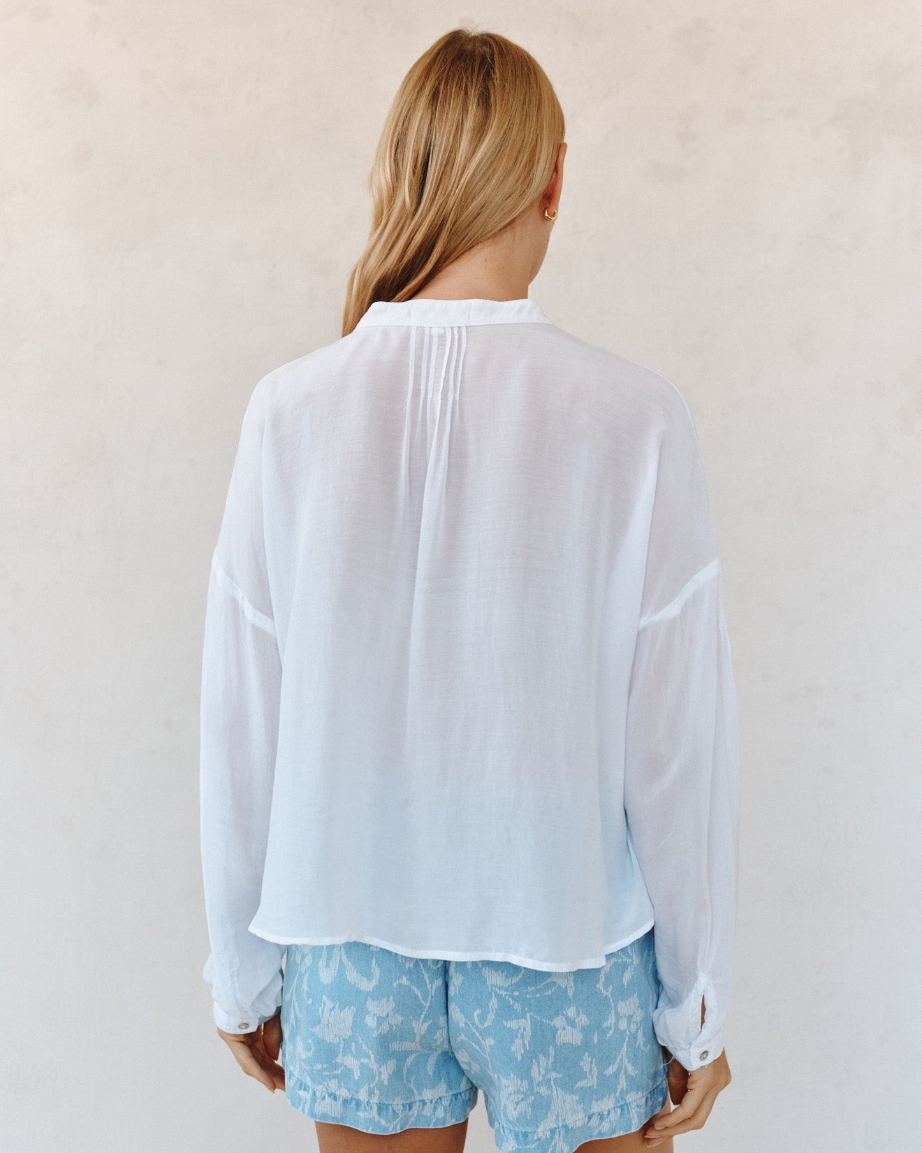 Bella DahlLong Sleeve Drop Shoulder Pintuck Shirt - WhiteTops