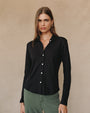 Bella DahlLong Sleeve Knit Button Down - BlackTops