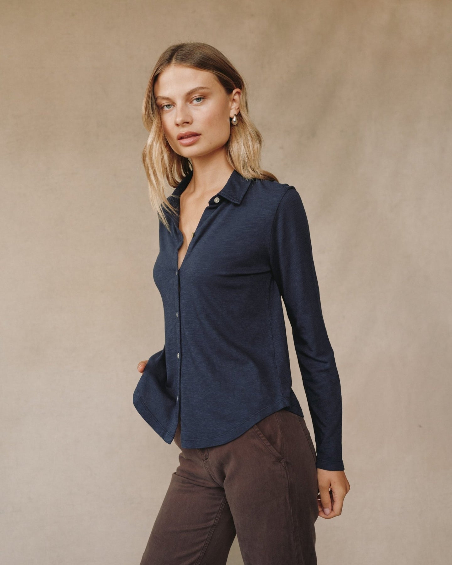 Bella DahlLong Sleeve Knit Button Down - Endless SeaTops