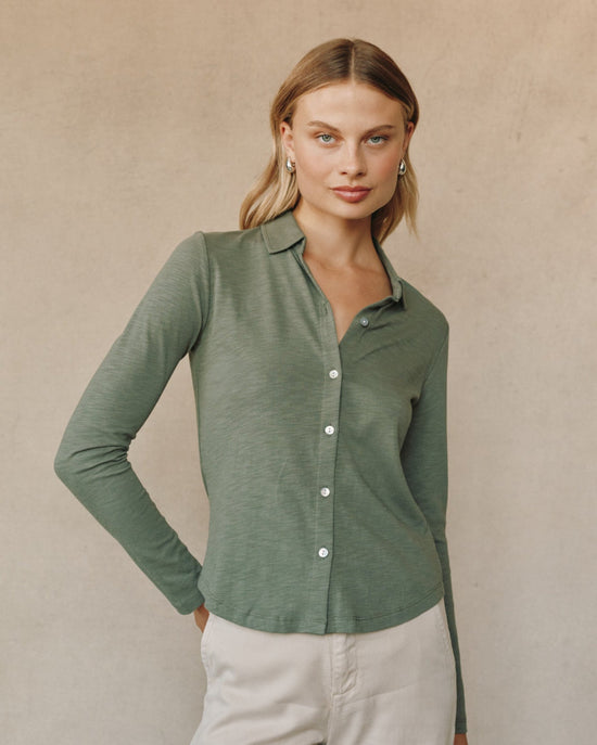 Bella Dahl Long Sleeve Knit Button Down - Fernwood View 2