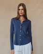 Bella DahlLong Sleeve Knit Button Down - Hudson BlueTops