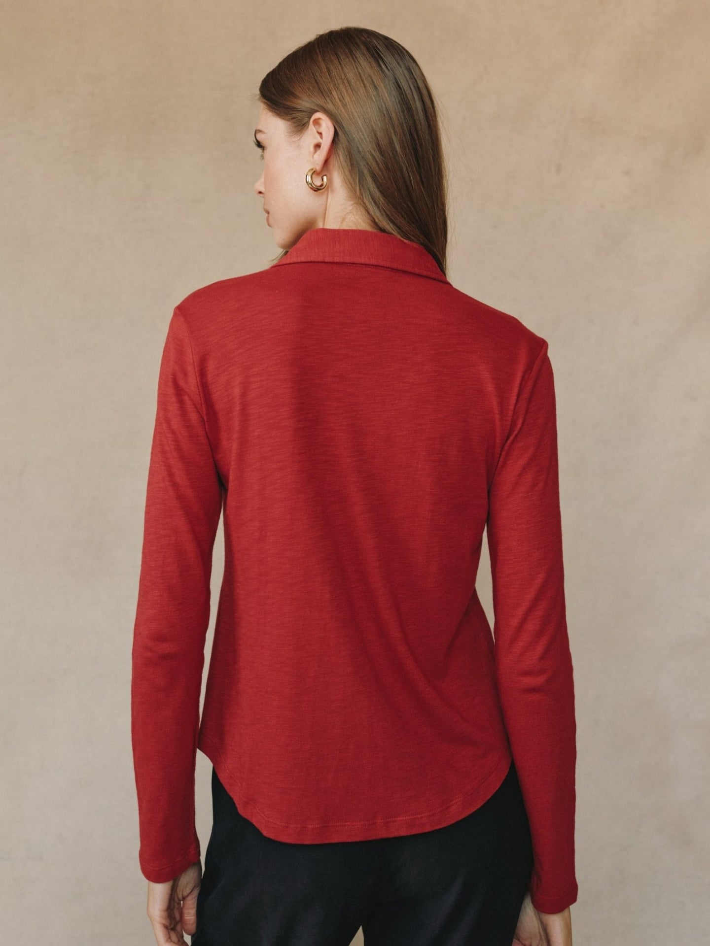 Bella DahlLong Sleeve Knit Button Down - Ruby RedTops